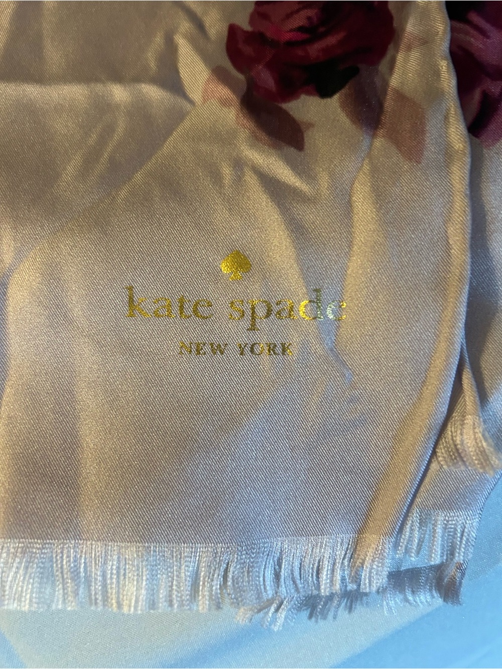 kate spade pink and floral logo scarf 6’ x 2.5’ 100%silk